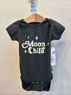 Moon Child Black Short Sleeve Baby Bodysuit